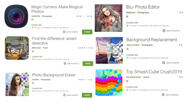 Noen av de skadelige appene på Google Play Store