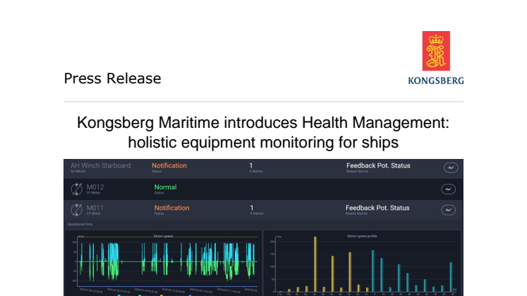 Kongsberg Maritime introduces Health Management: holistic equipment monitoring for ships