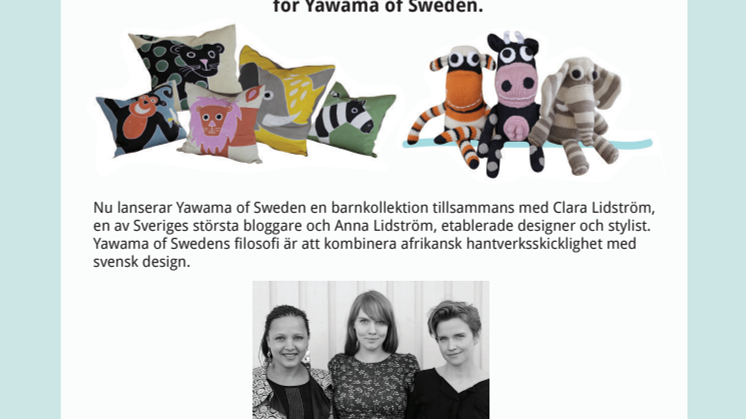 Underbaraclara och Anna Lidström lanserar barnkollektion för Yawama of Sweden.