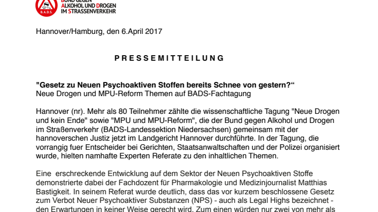 "Gesetz zu Neuen Psychoaktiven Stoffen bereits Schnee von gestern?“