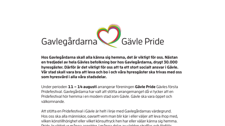 Gavlegårdarna stolt partner till Pride Gävle