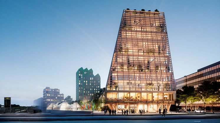 Fyrtornet blir ett av Sveriges högsta kontorshus i trä. 