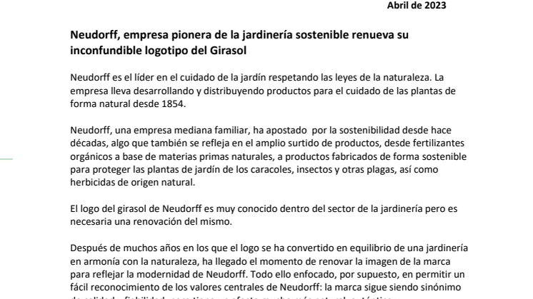 01_Neudorff, empresa pionera de la jardinería sostenible renueva su inconfundible logotipo del Girasol_2404.pdf