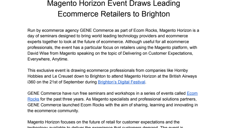 Magento Horizon Event Draws Leading Ecommerce Retailers to Brighton