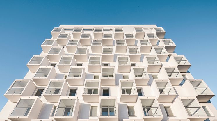 Bostadshuset “As Oy Viuhka”  som vann arkitekturpris 2016 för Bästa betongprojekt i Finland, med fasadelement från TMB och övriga element från  Parma Oy, Strängbetongs systerföretag i Finland.