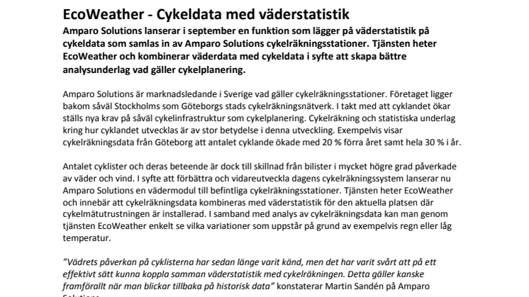 EcoWeather - Cykeldata med väderstatistik