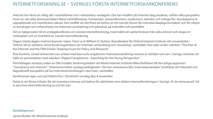 Internetforskning.se – Sveriges första Internetforskarkonferens