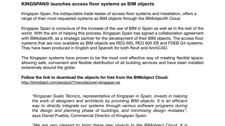KINGSPAN® launches access floor systems as BIM objects