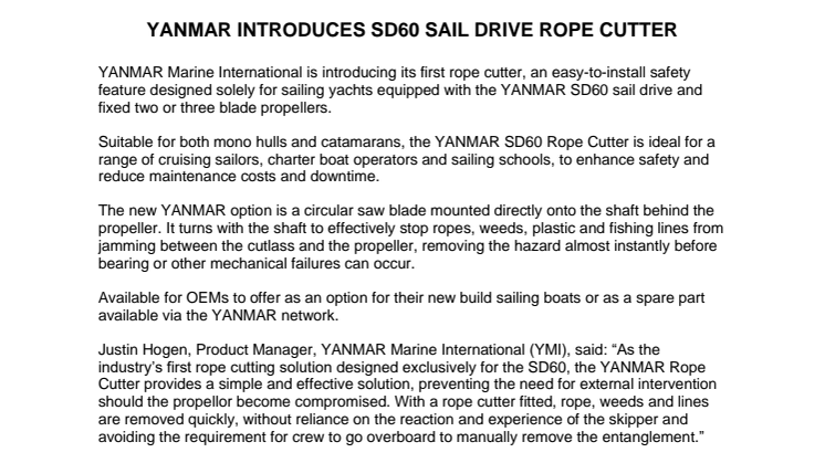 PR July 2023 - YANMAR Introduces SD60 Sail Drive Rope Cutter.FINAL.pdf