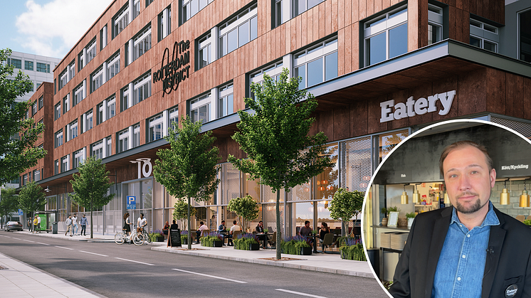 På bilden: Aleksander Enqvist, platschef Eatery Värtahamnen. Illustration: Castellum