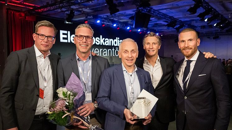 Rickard Dittlau, Försäljningsdirektör Elektroskandia, Magnus Sandberg, VD MP bolagen Industri AB, Evert Karlsson, Koncernchef MP bolagen i Vetlanda AB, Anders Nordlöw, VD Elektroskandia och Michael Almqvist Masior, Marknadsdirektör Elektroskandia.