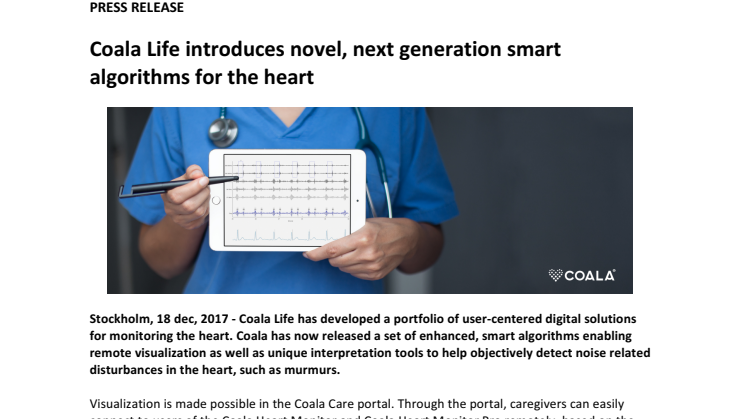 Coala Life introducerar nästa generations smarta algoritmer för hjärtat