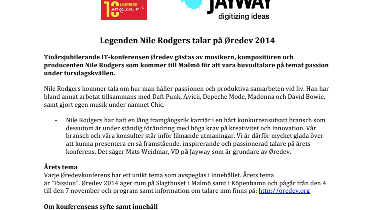 Legenden Nile Rodgers talar på Øredev 2014
