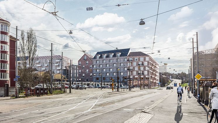 Visionsbild för Fixfabriksområdet Illustration: Okidoki Arkitekter