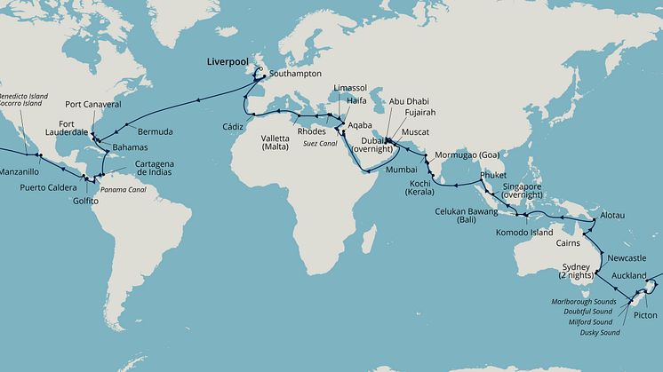 Fred. Olsen Cruise Lines unveils brand new World Cruise on new ship Borealis in 2022, with departure from Liverpool or Southampton 