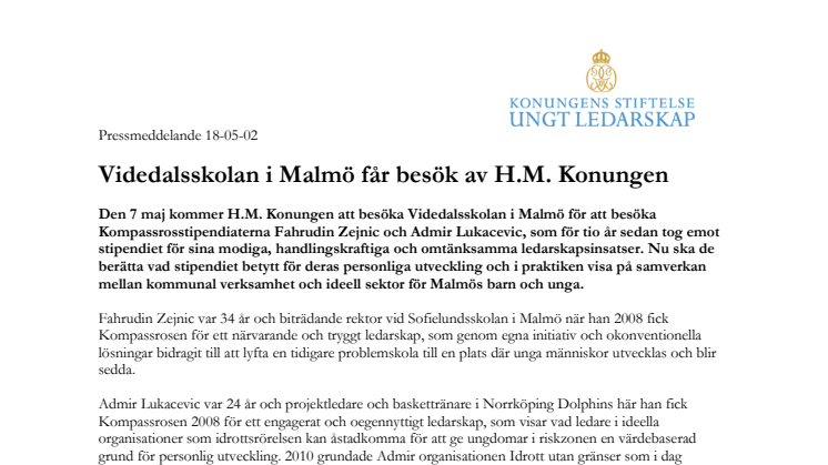 Videdalsskolan i Malmö får besök av H.M. Konungen 