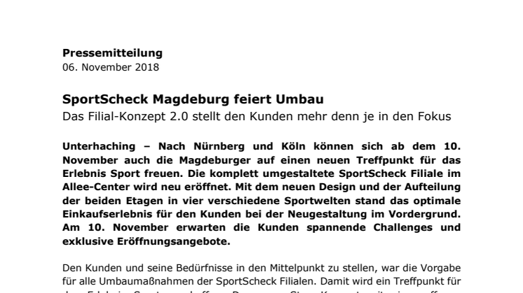 SportScheck Magdeburg feiert Umbau: Das Filial-Konzept 2.0 stellt den Kunden mehr denn je in den Fokus. 