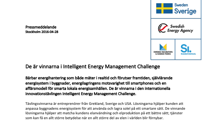 De är vinnarna i Intelligent Energy Management Challenge