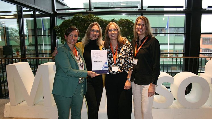 Kathrine Hogseth (CEO, CRMK), Therese Treutiger (Director Global Partner Solutions & Innovation at Microsoft), Denise Norenius (COO, CRMK) och Emma Cholodov (CMO, CRMK)