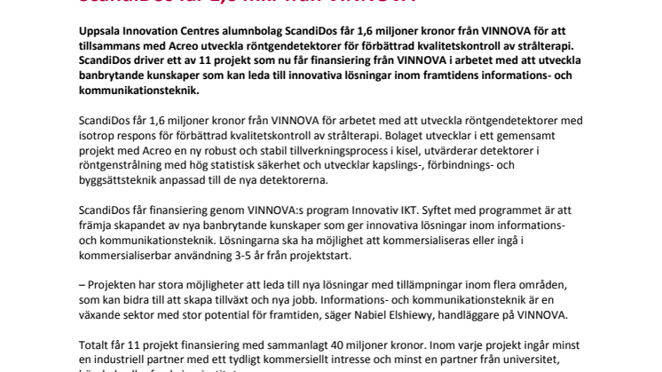 ScandiDos får 1,6 mkr från VINNOVA