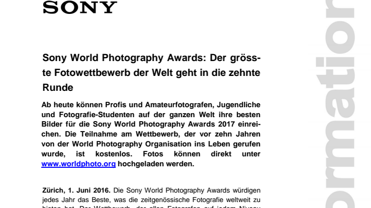 Sony World Photography Awards: Der grösste Fotowettbewerb der Welt geht in die zehnte Runde