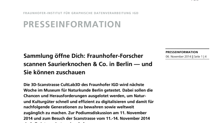 Sammlung öffne Dich: Fraunhofer-Forscher scannen Saurierknochen & Co. in Berlin — und Sie können zuschauen