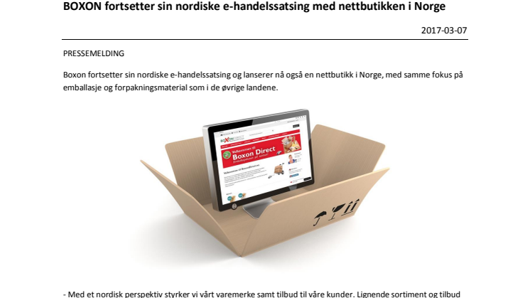 Boxon fortsätter sin nordiska e-handelssatsning med webshop i Norge