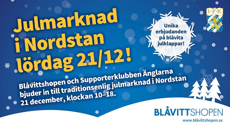 IFK Göteborg  bjuder till traditionsenlig julmarknad i Nordstan 21 december