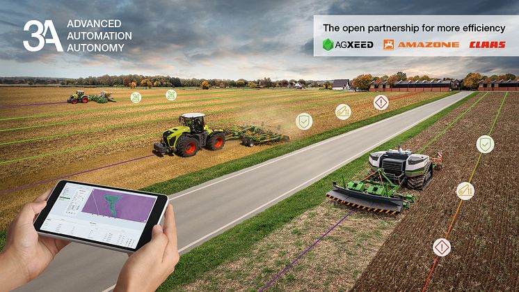 CLAAS, AgXeed och Amazone har skapat den första autonomigruppen och presenterar lösningar för högautomatiserat och autonomt fältarbete. Fler partners väntas ansluta sig inför Agritechnica.