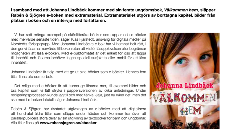 Johanna Lindbäcks nya roman som e-bok med extramaterial