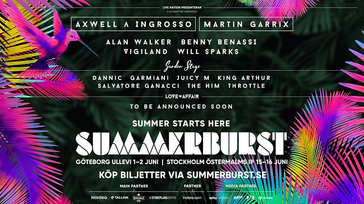 Första artisterna släppta till Summerburst