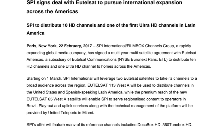 SPI signs deal with Eutelsat to pursue international expansion across the Americas