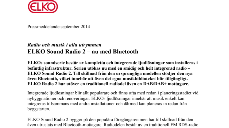ELKO Sound Radio 2 – nu med Bluetooth 