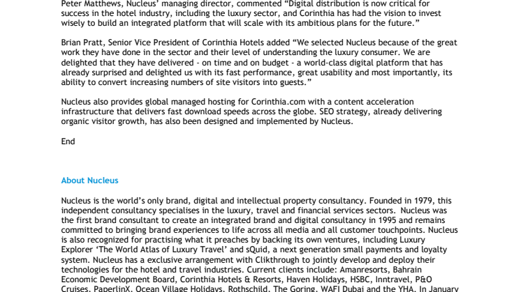 Corinthia Hotels sees new website bookings soar 273% in 2011