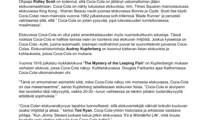 Historia: Coca-Cola ja elokuvat