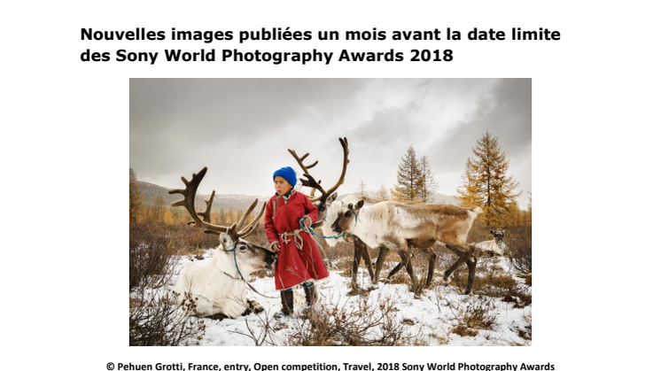 Nouvelles images publiées un mois avant la date limite des Sony World Photography Awards 2018