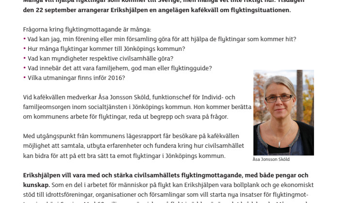 Akut flyktingsituation – Hur kan vi hjälpa i Jönköping?