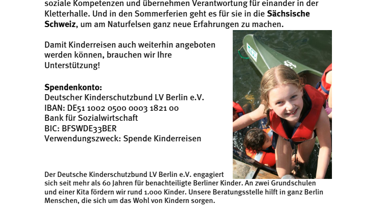  Deutscher Kinderschutzbund LV Berlin e.V.: Projekt "Kinderreisen"