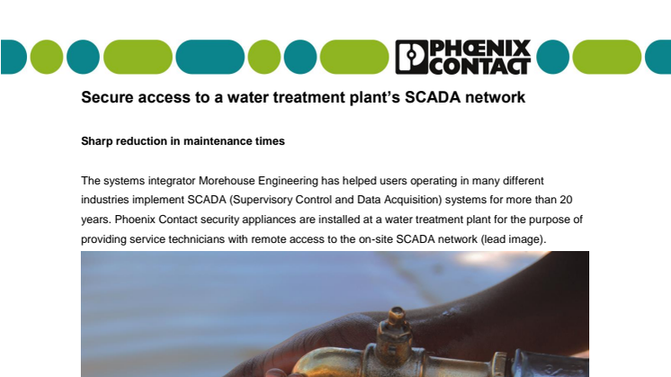 Secure access to a water treatment plant’s SCADA network