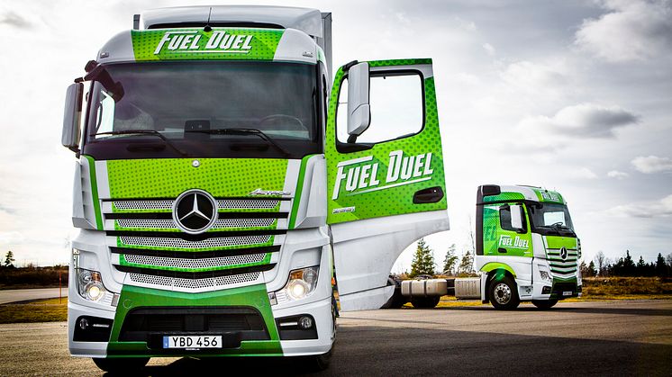 Svenska åkeriers dieselförbrukning minskade med 14% i Mercedes-Benz Fuel Duel  
