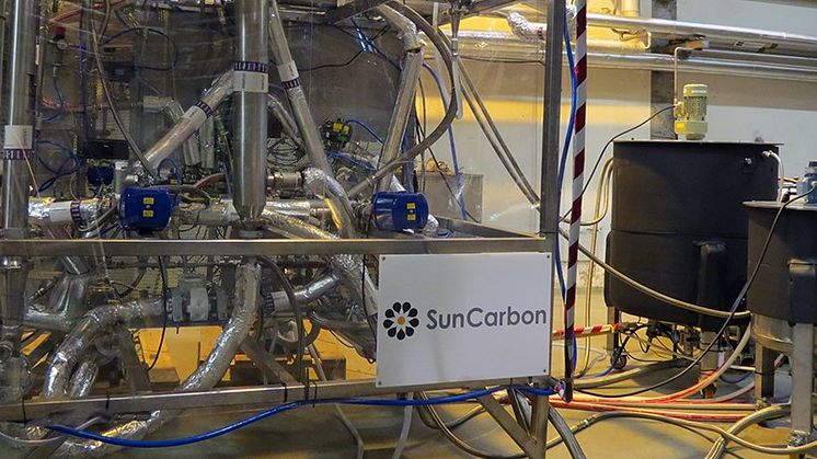 Den teknik som SunCarbon utvecklat testkörs just nu på Smurfit Kappa i Piteå. Anläggningen visas upp under BIOBASE 2019.