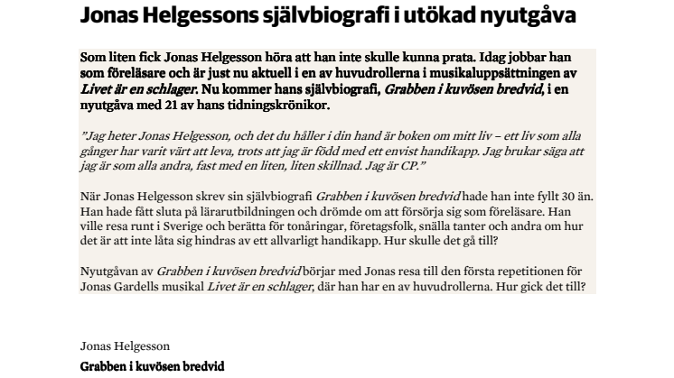 Jonas Helgessons självbiografi i utökad nyutgåva