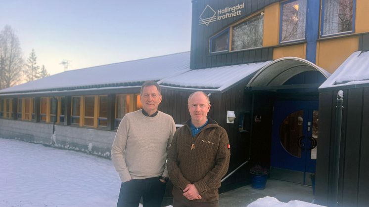 Konsernsjef i Ringerikskraft, Alf Inge Berget og konsernsjef i Vidju, Audun Grynning