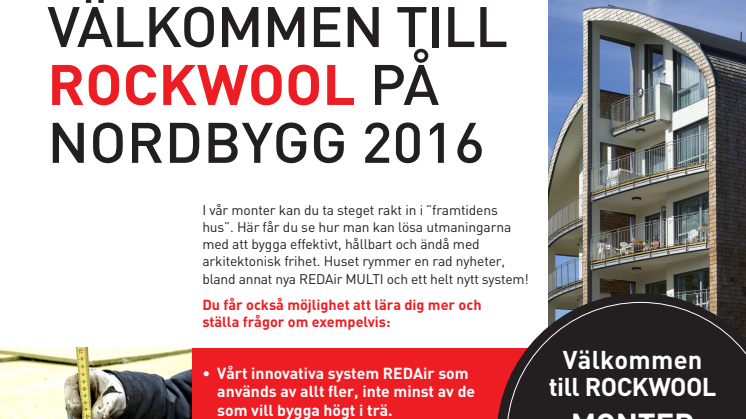 VÄLKOMMEN TILL ROCKWOOL PÅ NORDBYGG 2016