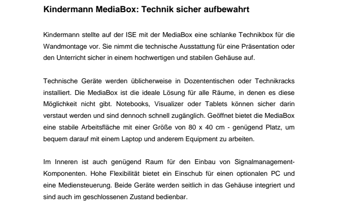 Kindermann MediaBox: Technik sicher aufbewahrt