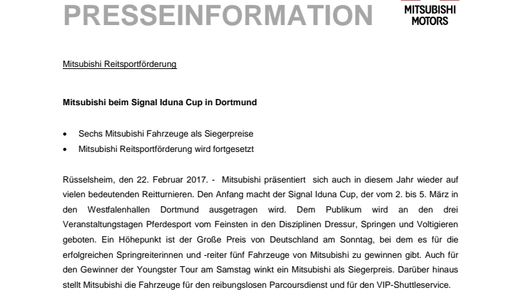 Mitsubishi beim Signal Iduna Cup in Dortmund