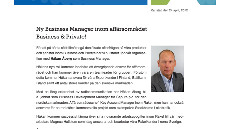 Ny Business Manager inom affärsområdet Business & Private!