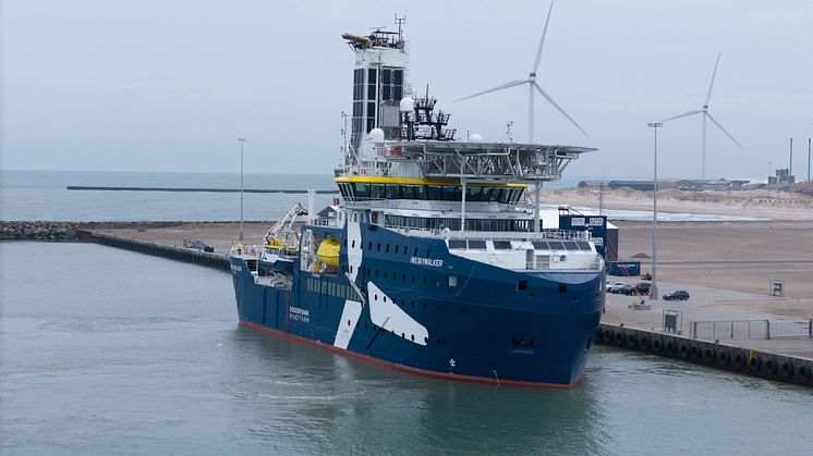 The IWS Skywalker is the latest Kongsberg Maritime vessel design. The state-of-the art windfarm commissioning service operation vessel (CSOV) will soon start operations in the North Sea.