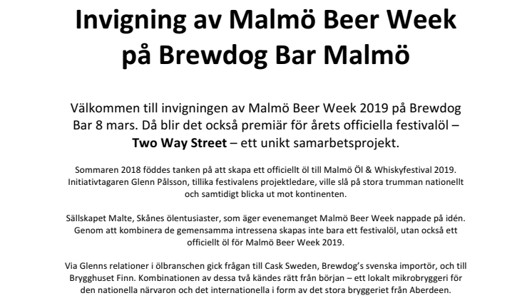 Premiär och invigning samma kväll - allt sker på BrewDog Bar Malmö