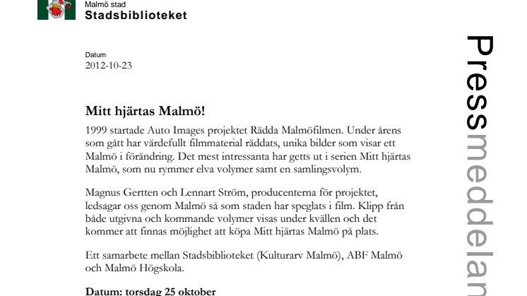 Stadsbiblioteket i Malmö bjuder in till en inspirerande kväll om Malmö